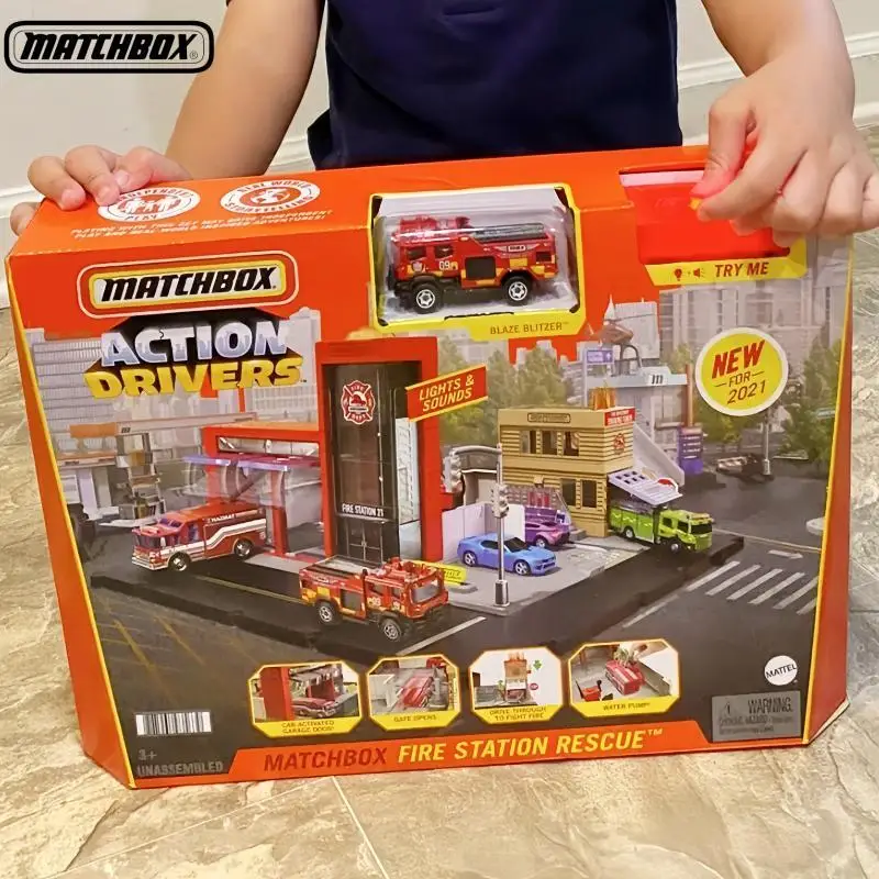  매치 박스 자동차 액션 드라이버 1/64 소방서 구조 블레이즈 블리터 차량 모델 장난감 소년 컬렉션 장난감 생일 선물