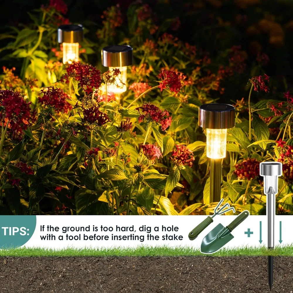 10Pcs Solar Lights Outdoor Garden Solar Powered Waterproof Landscape Path For Yard Backyard Lawn Patio Decorative