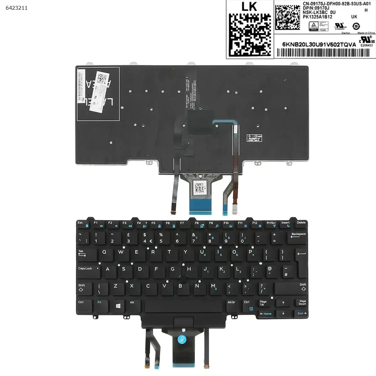 

Клавиатура для ноутбука DELL E5450 E7450 E5470 E7470 7490 5490 5491 5495 7490 5490 5491 с черной подсветкой