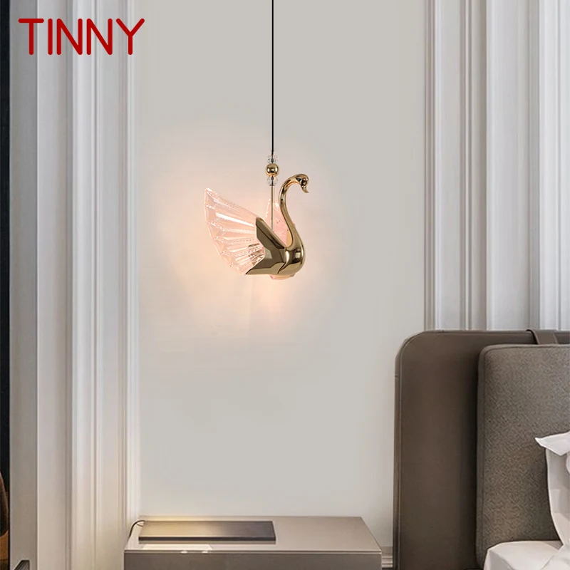 

TINNY Nordic Swan Pendant Lights Fixtures Modern Creative LED Chandelier Lamp for Home Living Dining Room Decor