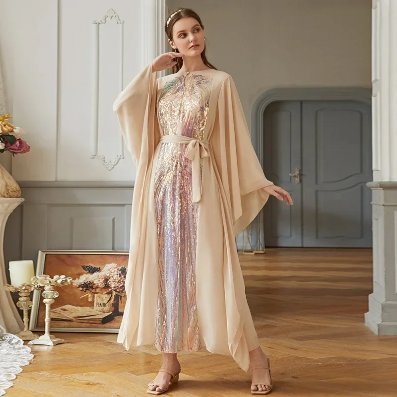 2025 New Abayas Women Dubai Turkey Eid Ramadan Abaya Femme Chiffon Abayat Gulf Muslim Fashion Dress Islamic Clothing Formal Robe 4