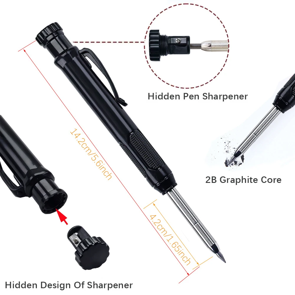 2.8mm Woodworking Automatic Pencil Carpenter Pencil Set for Art Drawing Woodworking Supplies 4pcs/Set Wholesale 5