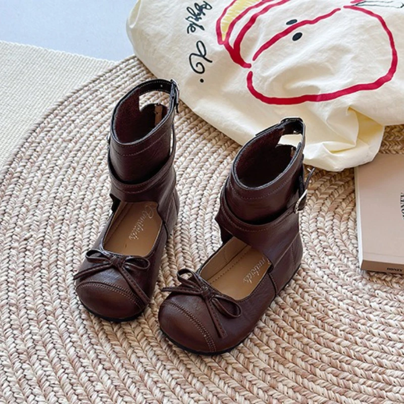 Girls Korean Style Leather Casual Shoes