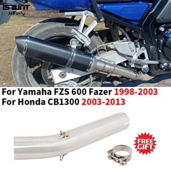 Motorcycle CB1300 Exhaust Pipe FZS600 Slip on Middle Muffler For Yamaha FZS 600 Fazer 1998-2003 For Honda CB1300 2003-2013
