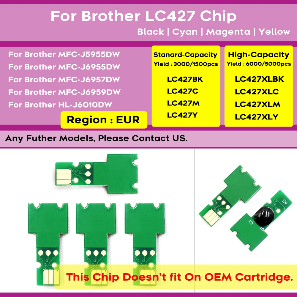 LC426 LC426XL Refillable Ink Cartridge Disposable Chip Brother MFC-J4335DW MFC-J4340DW MFC-J4535DW MFC-J4540DW Printers