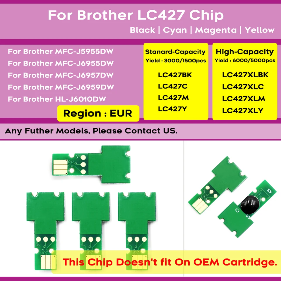 Cartucho De Tinta LC427XL Compatible Para Improra Brother LC427 MFC-J6955DW J6957DW J6959DW HL-J6010DW - AliExprs