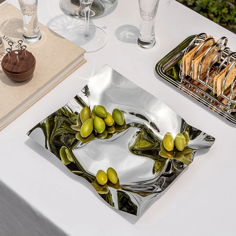 Luxury Stainless Steel Decorative Tray Trinket Dishes Jewelry Dish Unique Plate for Home Decoration Table Bedroom 3
