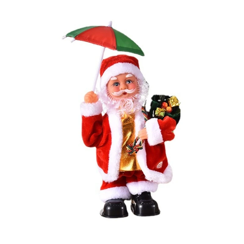 

28cm Electric TwerkingSanta Toy Holding an Umbrella Christmas Ornament Gift