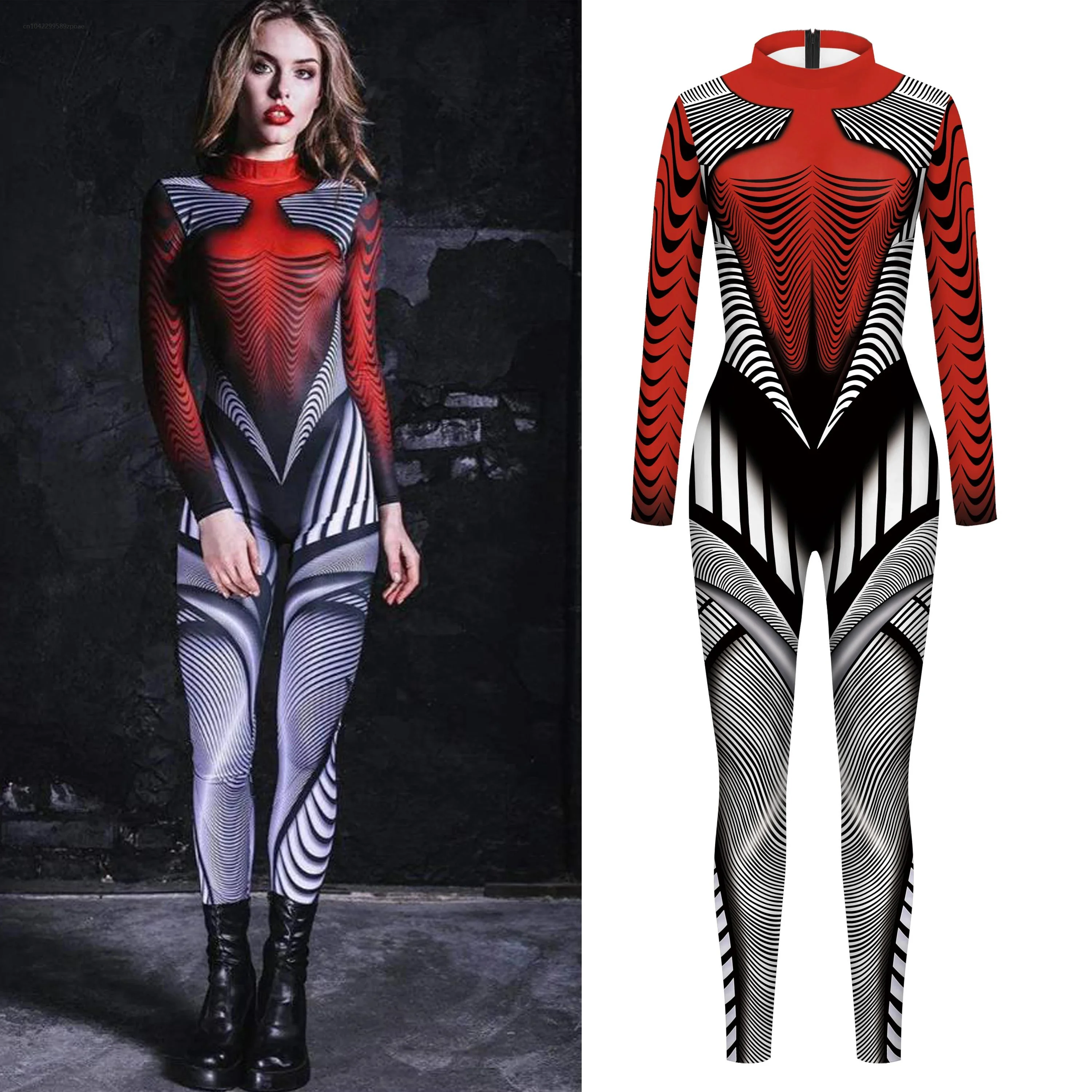 

Adult Cosplay Costume 3D Printing Jumpsuits Retro Robot Steampunk Elastic Bodysuit Party Fancy Outfit Catsuit 2024