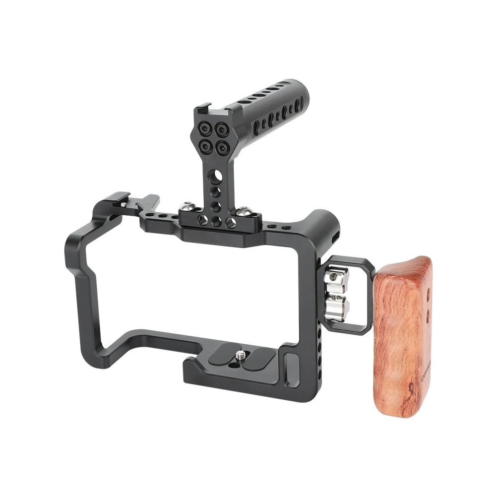 Full Camera Cage With Aluminum Top Cheese Handle & Left Wooden Handle Grip & Sho