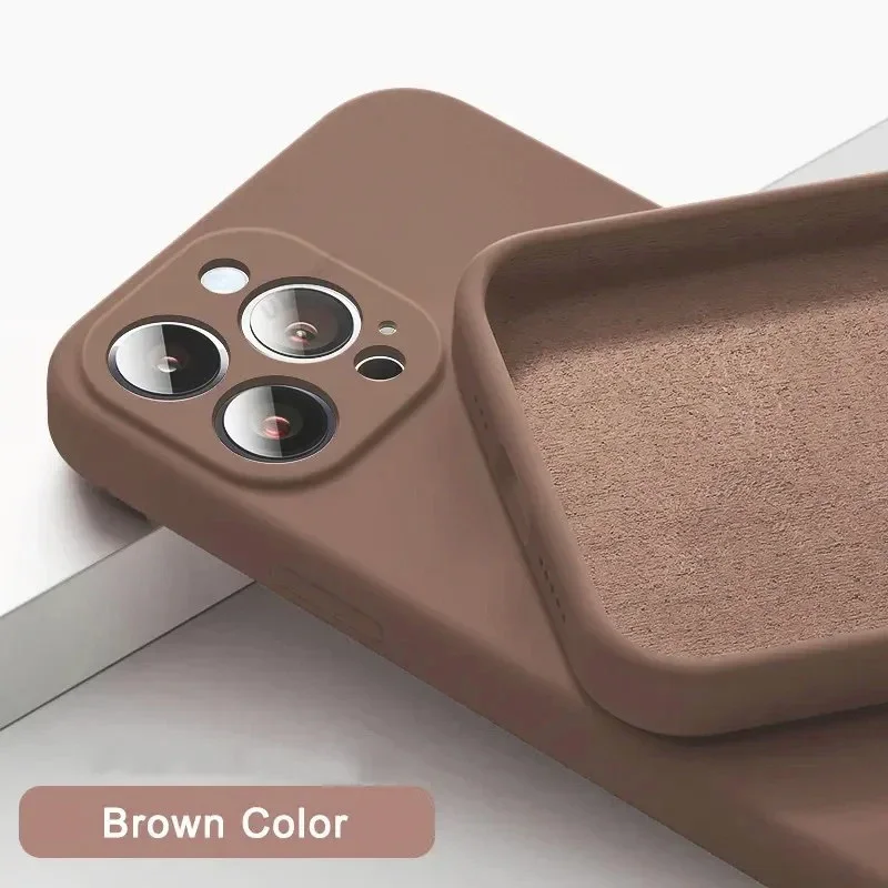 thumbnail image 1 of Nueva funda de teléfono para IPhone 15 14 13 11 12 Pro Max Mini X XS Max 15 Plus silicona Color sólido protección contra caídas y colisiones, 1 of 5