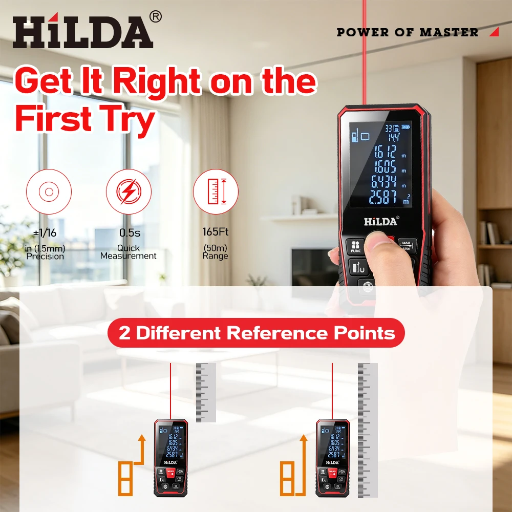 HILDA Professional Laser Distance Rangefinder Tool - Precision Measurement Ruler