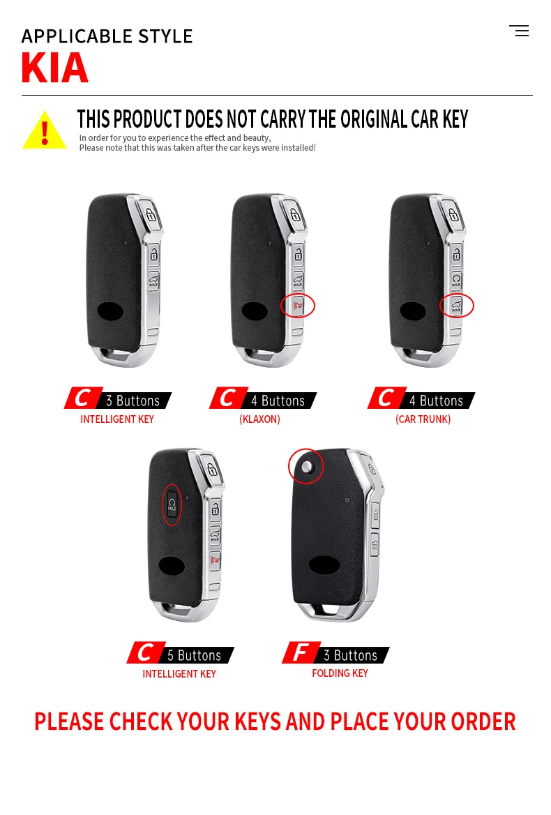 Custodia per chiave a distanza per auto in lega di zinco proteggi Shell Fob per KIA Sportage R GT Stinger GT Sorento Ceed CD Cerato Forte 2018 2019 - S4d96b35f23a24f0a9de726446bbd8951V