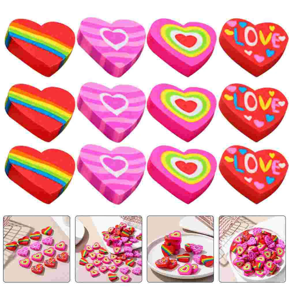 

48 Pcs Heart Eraser The Gift Mini Erasers Bulk Cute Painting Tpr Kids Cartoon Toddler Small