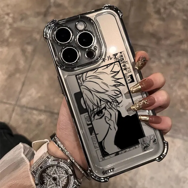 Sleek Black Anime HUNTER×HUNTER Plating Case - Anti-Fall Airbag Protection Back Cover