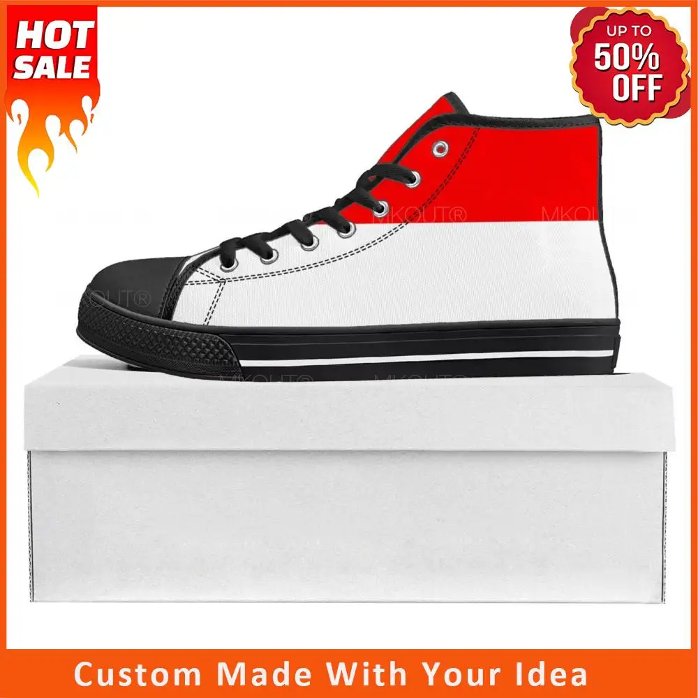 

Кеды мужские/женские холщовые, высокие кроссовки с индонезийским флагом, повседневная обувь для пар, обувь на заказ