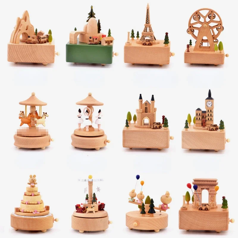 Wooden Carousel Music Box Gift for Girls