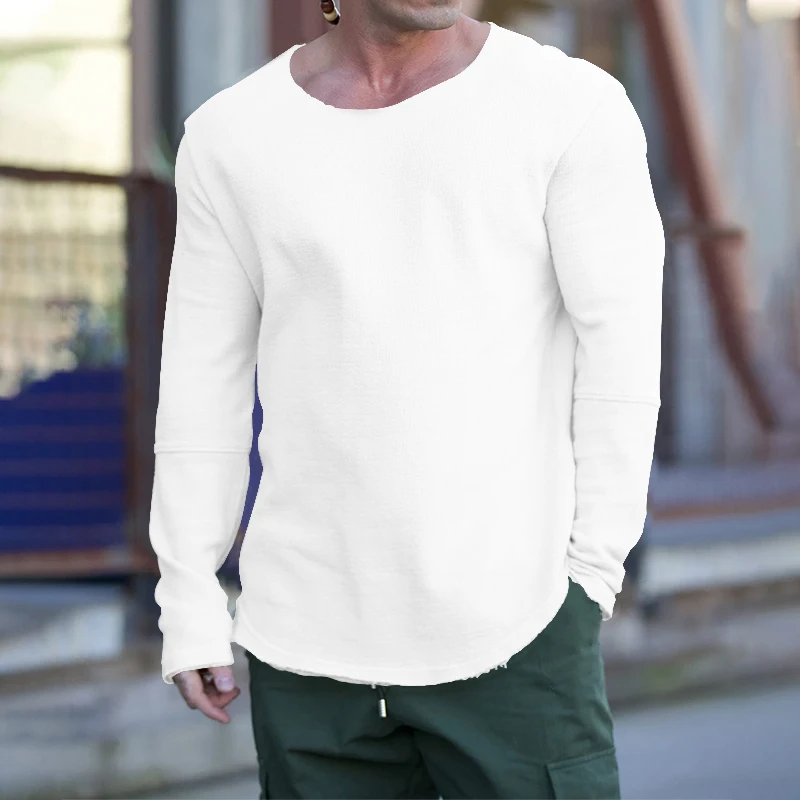 Spring and Autumn 2023 New Men's Long sleeved Round Neck Battle Damaged Casual Loose Multi color Sweater Men's Fashion Clothing
