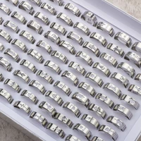 100pcs/Lot Mens Womens Stainless Steel Rings Polished Laser Cut Patterns Fashion Jewelry Wholesale Mix Styles 1