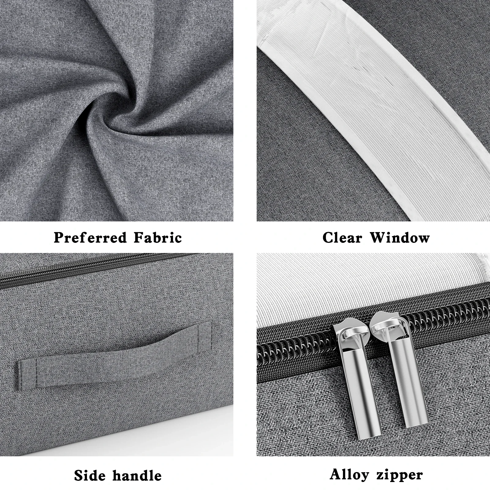 Large Capacity Clothing Storage Bag, Clothing Organizer, Bedroom Wardrobe Closet Bag, Portable Handles, Collapsible, Gray 5
