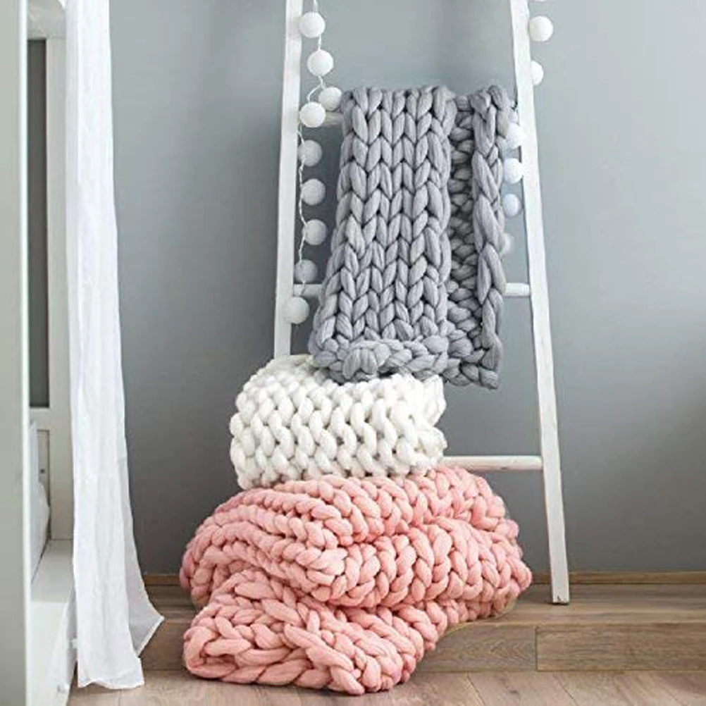 Sofa Blanket Cozy Chunky Knitted Blanket Handmade Yarn Pet Bed Chair sofa blanket baby air conditioning blanket  Home Decor 6