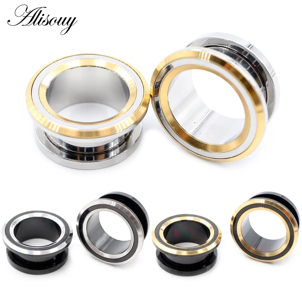 Alisouy 2PCS 625mm Stainless Steel Unscrew Round Ear Plugs Tunnels