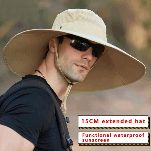 Unisex High Quality 15cm Big Wide Brim Men's Fishing Hat Solid Color  Waterproof Sun Hats Summer Women Beach Cap Men's Panama Hat - Bucket Hats -  AliExpress