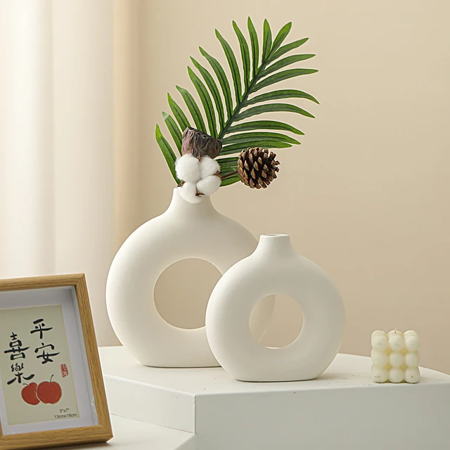 Jarrón de cerámica de estilo nórdico, jarrones decorativos modernos para  decoración de habitación de lujo, florero para decoración del hogar, envío  gratis - AliExpress