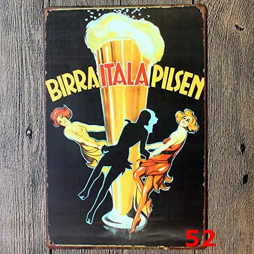 

Original Retro Design Birra Beer Metal Signs Wall Art | Thick Tinplate Print Poster Wall Decoration for Bar