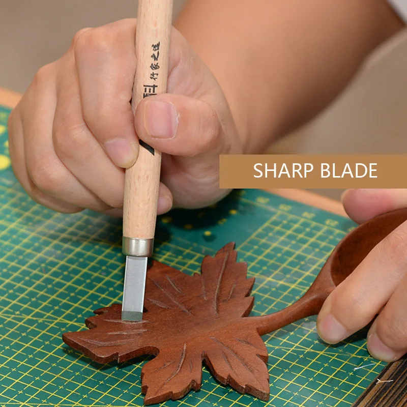 12pcs Wooden Handle Carving Knife Wooden Carving Tool Leather Handmade Pen Knife Multifunctional Art Knife Tool Set