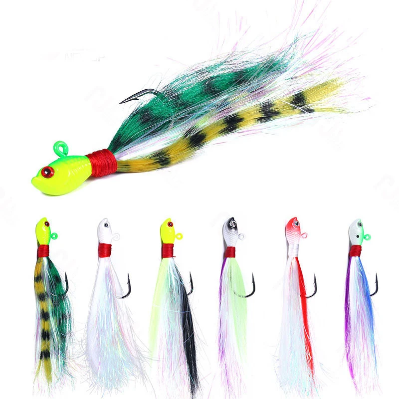 1 Stück Bass-Angelköder Buck Tail Jig-Haken Köder 7g 10g 14g 21g 28g Hirschhaar-Federhaken Bart-Jigging-Köder zum Angeln