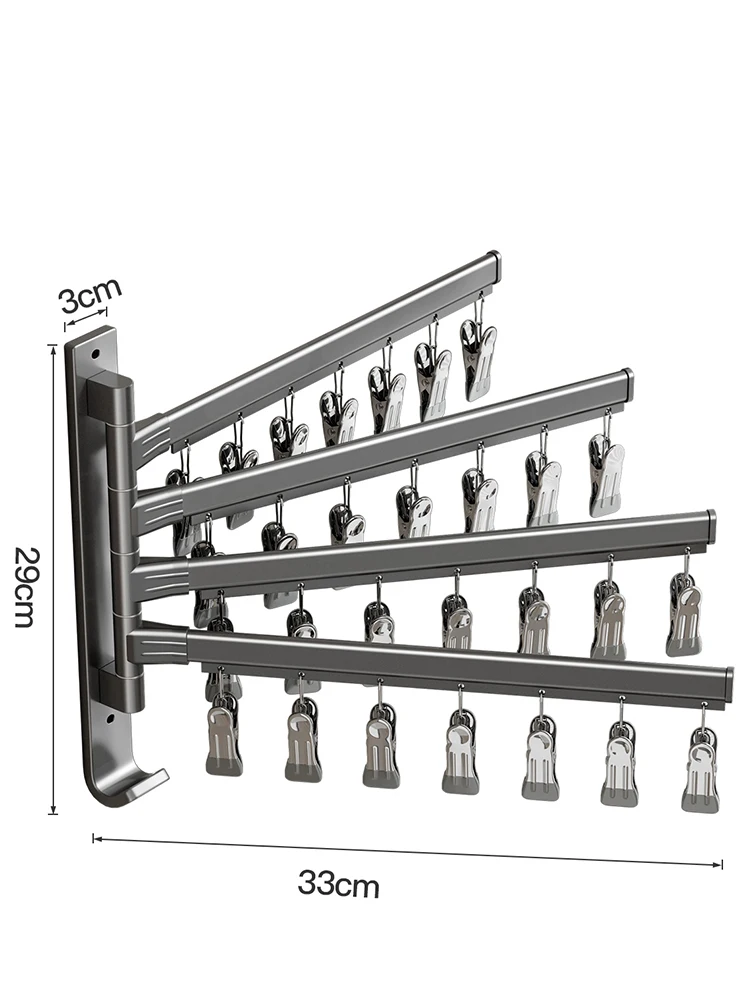 Wall Bathroom Hooks Shelf Hanger Rod Towel Bar Folding Towel Rack Clothing Rods Balcony Socks Bra Hanger Bathroom Hardware clothes drying rack