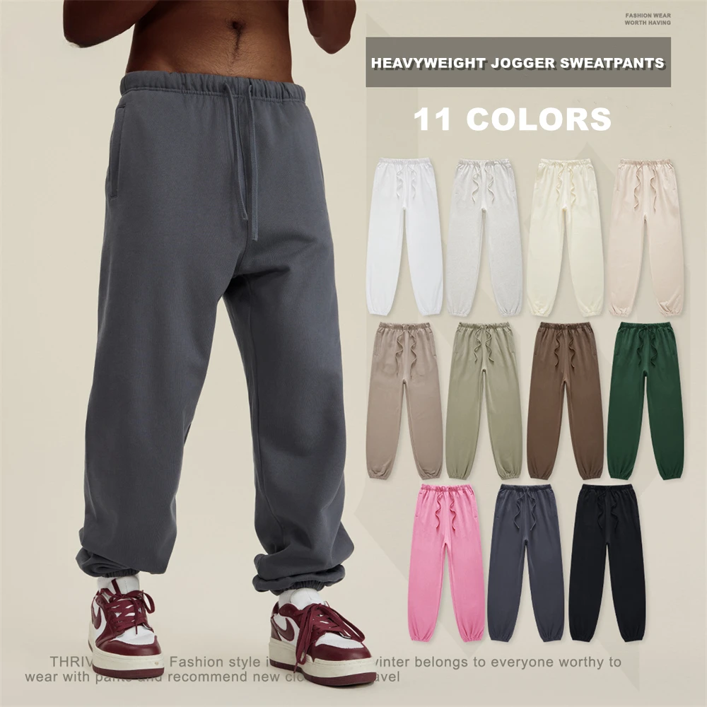 

New Men Heavy Weight 440gsm Solid Sweatpants Unisex Loose Basic Casual Comfortable Sport Pants Joggers Streetwears