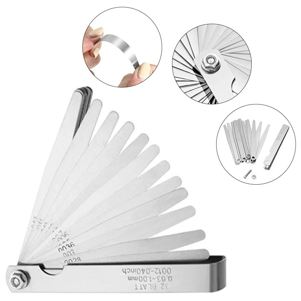 32-blade Stopper 0.03-1mm Motorcycle Valve Measurement Portable Stainless Steel Inch And Metric Clearance Measurement Tool