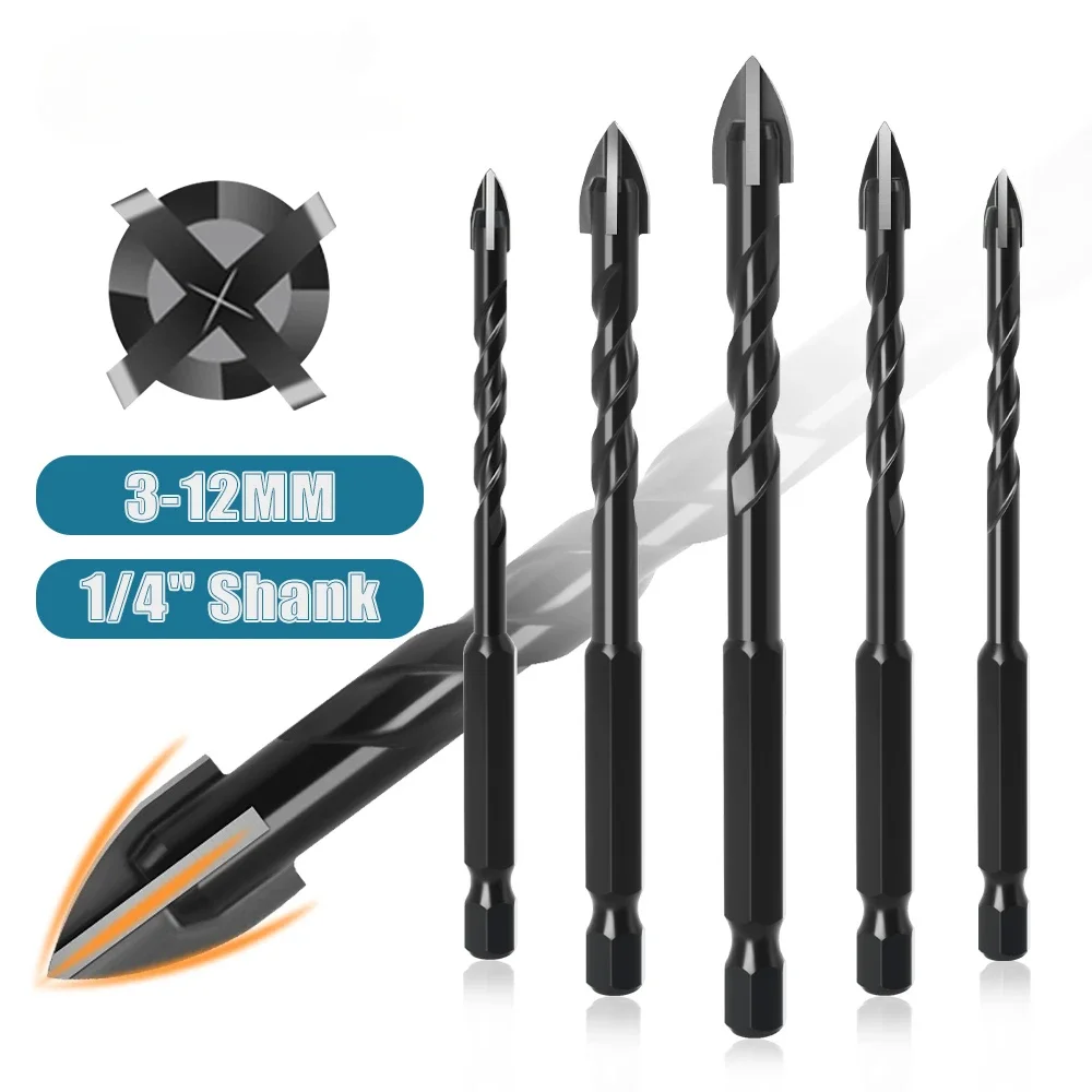 Ceramic Tile DIY Glass Bit Triangle Cross Opener Tool Bits Drill For Hole Alloy Hard Set Hex Brick Concrete 3-12mm For