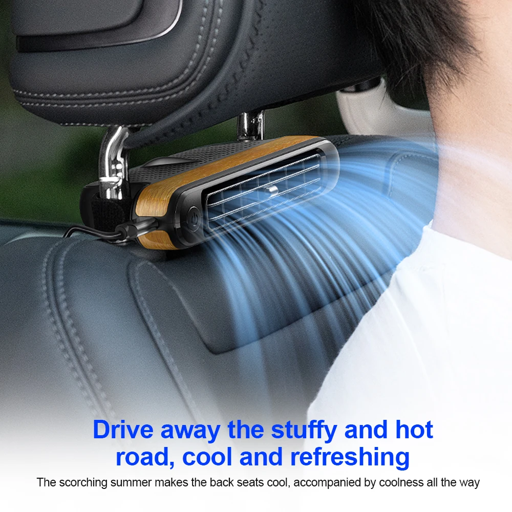 Car Fan Front Rear Seat Headrest Cooling Air Fan Refrigeration 3 Speed With Independent Switch Car Interior Decor