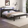 Bed Frame with Storage Headboard, Industrial Platform Bed with Charging Station and LED Lights, Heavy Duty Metal Slats 3