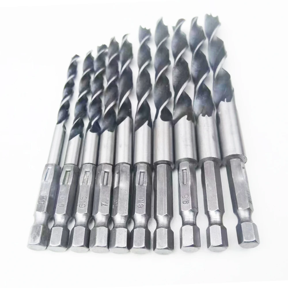 20Pcs/sets Hexagonal shank 1/4 6.35mm three-point woodworking drill bit electric Drill Wood Opening Cutout