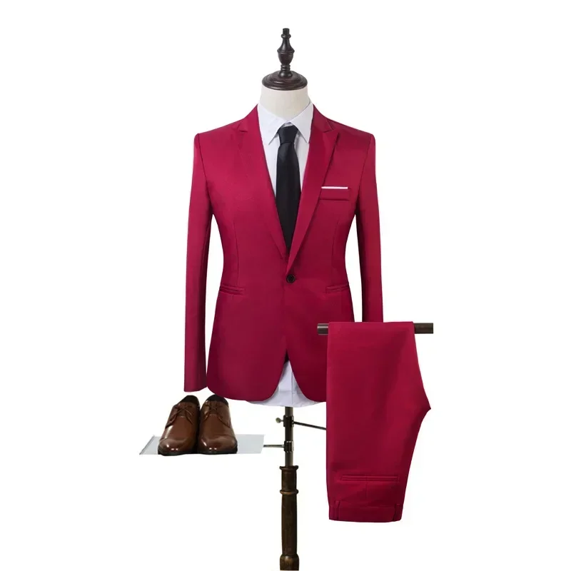 Men's Two-piece Business Suit Spring Summer Fashion Casual Suit Korean Version Slim Suit Trend Wedding Suits for Men