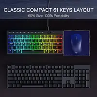 Redragon K522 60% проводная игровая клавиатура с мембраной RGB, компактная 61-клавишная линейная механическая клавиатура — изображение 5