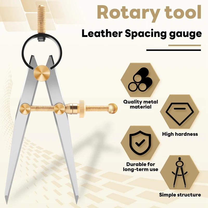 A96I-Leather Craft Rotating Craft Tool Diy Wing Divider Adjustable Steel Leather Making Rotating Tool Wing Divider Spacing