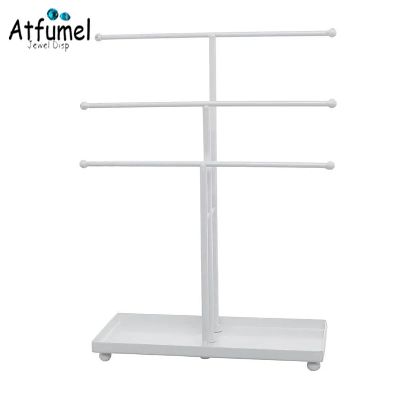 

Jewelry Necklace Hanging Display Stand Earring Bracelet Organizer Ring Tray 3 Tier Chain Storage T-bar Holder Space Saving Rack