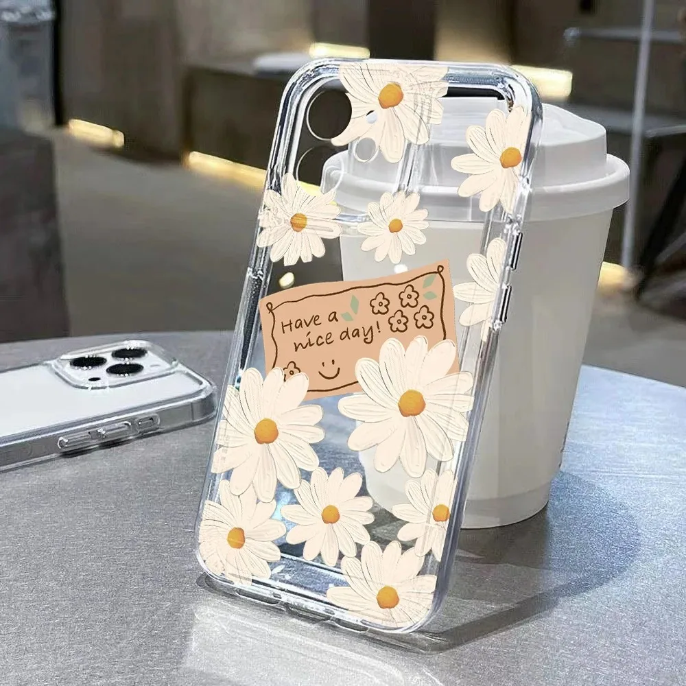 Floral Transparent Shockproof Soft TPU Phone Case with Bumper Cover