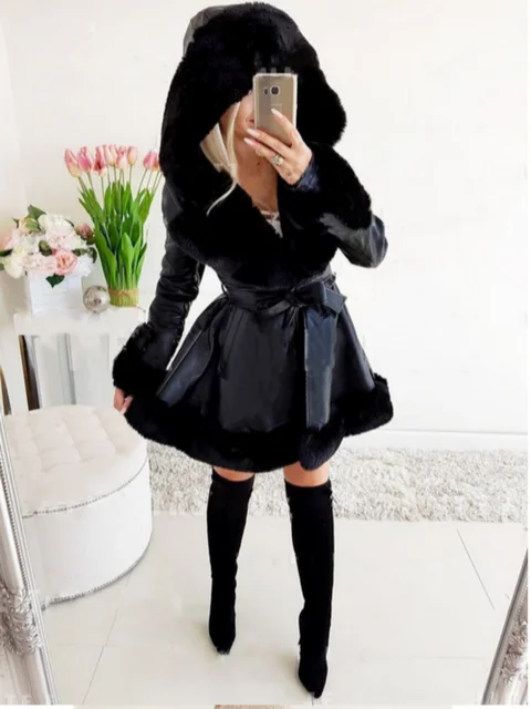 コラージュ　コート⭐︎一度のみ着用⭐︎ ZXRYXGS 2025 British Imitation Fur Patchwork Jacket Women's