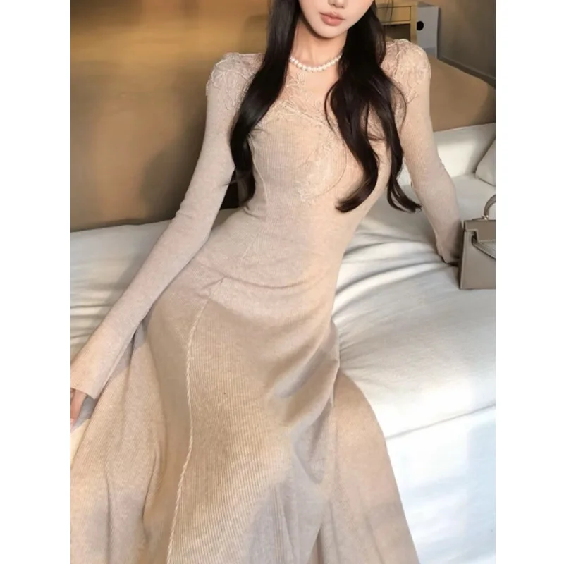 فستان ميدي عصري بأكمام طويلة لربيع وصيف وخريف وصل...