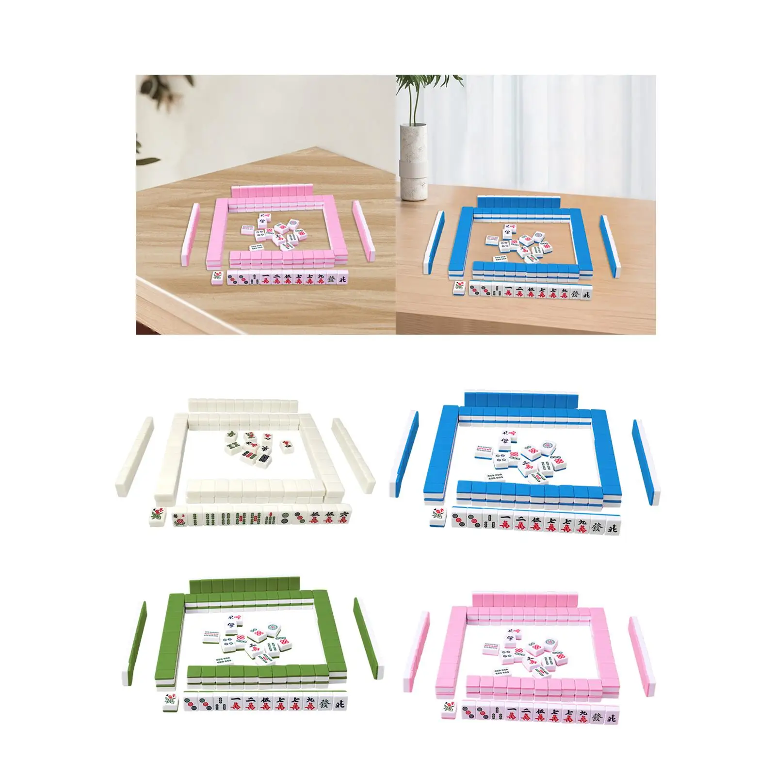 144Pcs Mini Mahjong Tiles Leisure Time Table Game Chinese Version Game Set