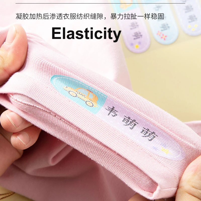 30pcs 사용자 정의 다림질 레이블 의류에 대 한 개인화 된 이름 스티커 어린이 이름 태그 학교 레이블 Kawaii 무지개 이름 태그