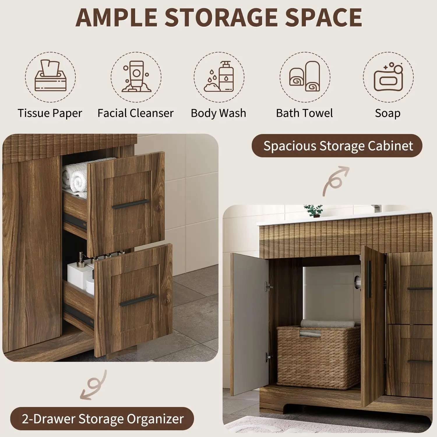 36" Wooden Vanity Cabinet 5