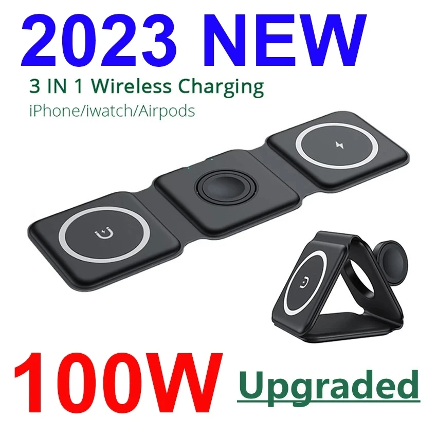 

3 in 1 Magnetic Portable Wireless Charger Pad For Samsung S23 S22 S21Ultra Plus S20FE Watch AirPods Fast Charging Dock Station