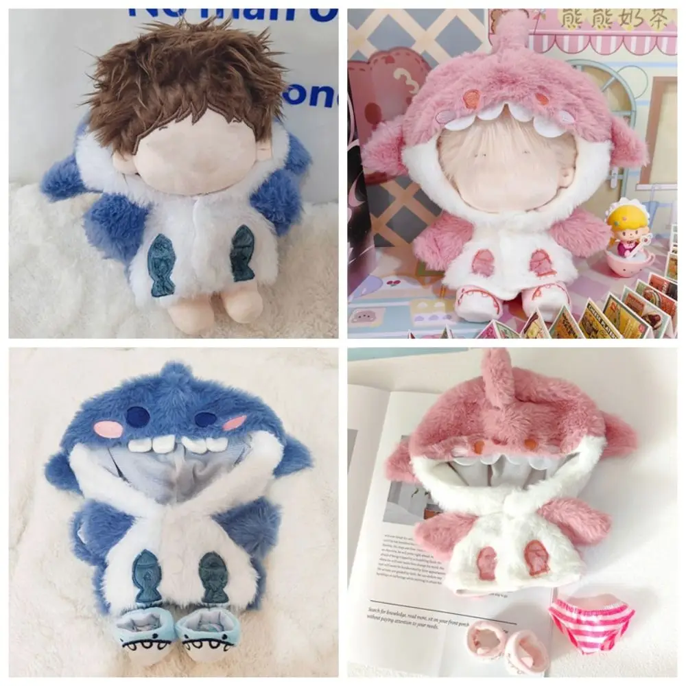 20cm Doll Clothes Doll Accessories Pink Blue Cartoon Shark Coat Changing Dressing Game Playing House Miniature Hoodies